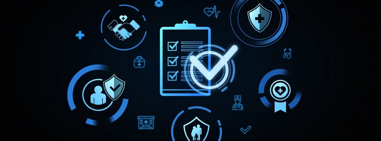 Pieces of healthcare data to represent marketing for healthcare and HIPAA compliance